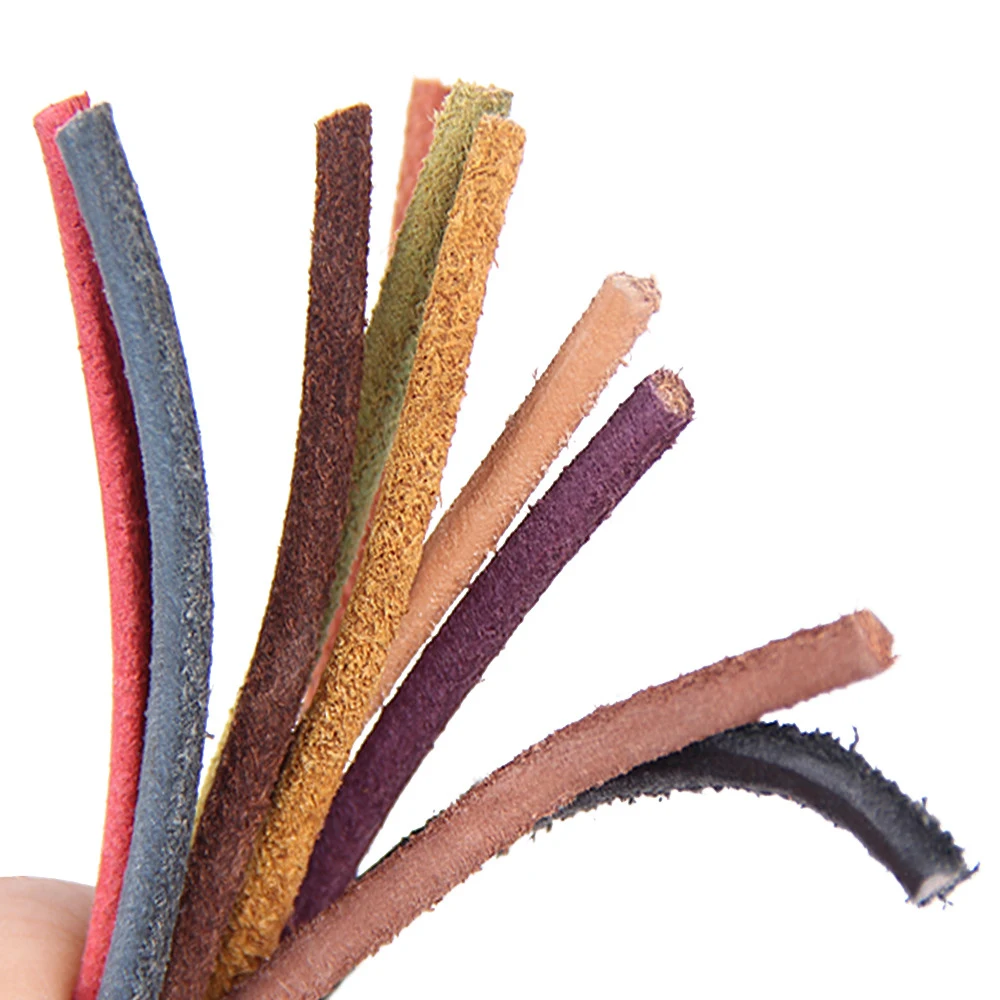 2 Meter 3 mm Roud Echtleder-Kordel, bunte Armband-Schnur, Spitzenband, DIY-Armbänder, Halsketten-Herstellung, Schmuckzubehör – Detail 3
