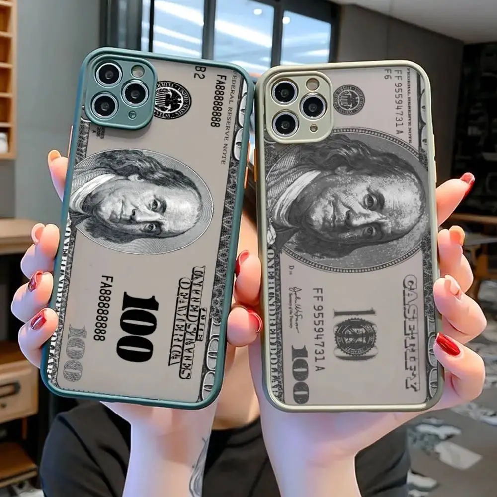 

USD Dollar Popular Design Phone Case for iPhone 16 15 14 11 12 13 Pro Max X XS Translucent Matte Cover