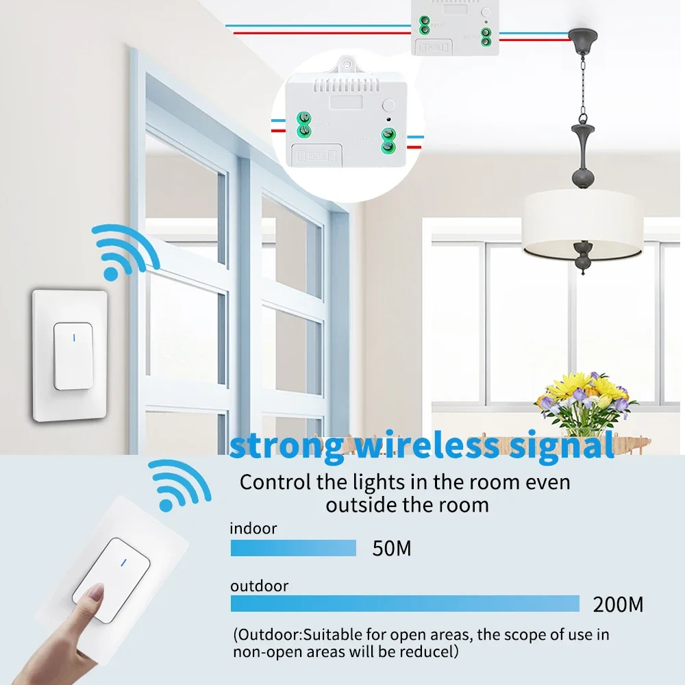 GERMA ไร้สาย RF 433Mhz 1Gang 2 Way ปุ่มกันน้ำสวิทช์แบตเตอรี่ Self-Powered สำหรับ light Home