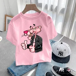 Disney animated Pink Panther Summer fashion a variety of children's cartoon Pink Panther T-shirt round neck short sleeve print