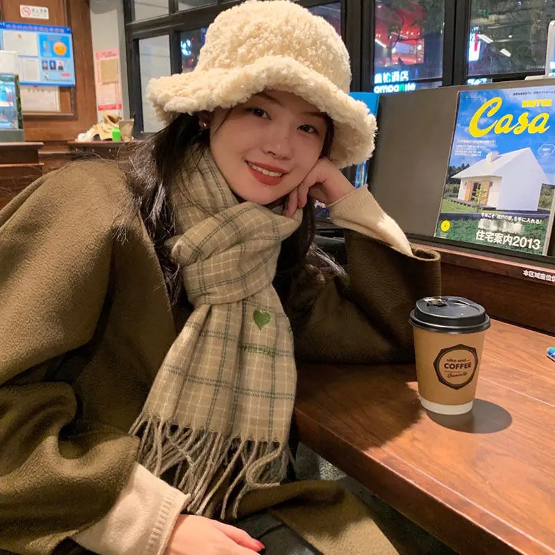 女性の市松模様のスカーフ,ラップショール,マフラーショール,暖かい,甘い女の子,女性のファッション,トレンディ,冬