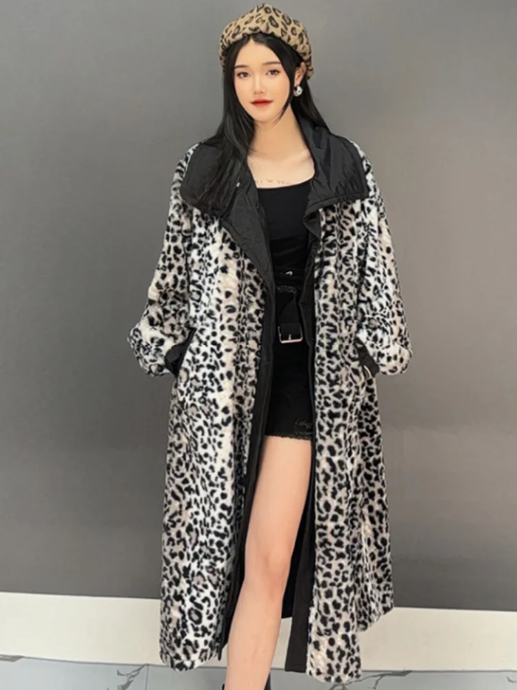 

Vefadisa 2024 Autumn New Leopard Printed Women Trench Coat Lapel Long Sleeve Retro Temperament Mid-length Trench Coat ZXY1163A