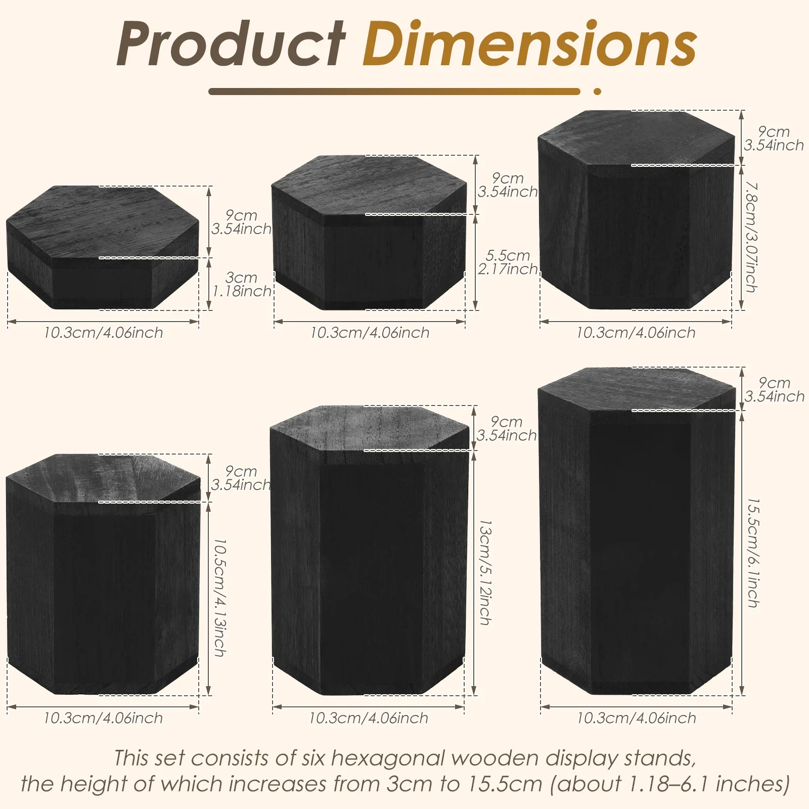 Wooden 6-piece Hexagonal Display Rack Suitable for Showcasing Jewelry and Accessories Brown Cube Storage Rack Gift Storage view 6