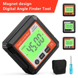 Digital Angle Finder Tool Electronic Level Tool with LCD Bubble Level Magnetic Base for Woodworking Construction Machinery