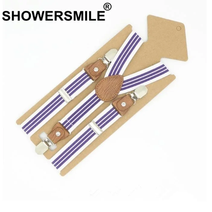 SHOWERSMILE الأقواس للأطفال الحمالات حزام الوردي شريط بنطال جلدي حزام مقاطع سهرة الحمالات للبنين بنات Tirantes