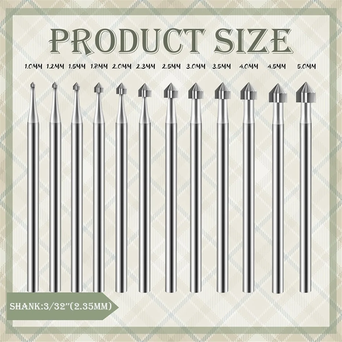 URAZL 12 PC กระบอกรูปทรงกรวยแกะสลัก Burr ชุดเครื่องประดับ Burr SetsShank เครื่องประดับหินการตั้งค่า Burs สําหรับ Lapidary 008-040