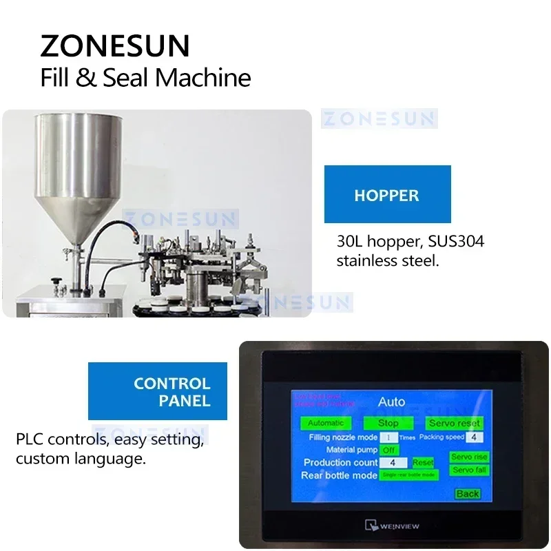 ZONESUN ZS-FSAP16 Auto Plastic Aluminum Tube Filler Sealer Machine Ointment Cosmetic Liquid Filling and Edge Folding Equipment