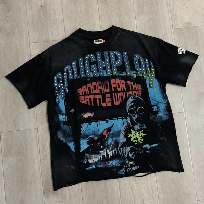 Summer New Rough Play T-shirt High Quality Casual Round Neck Short Sleeve Hip-hop Men's Tops Tees