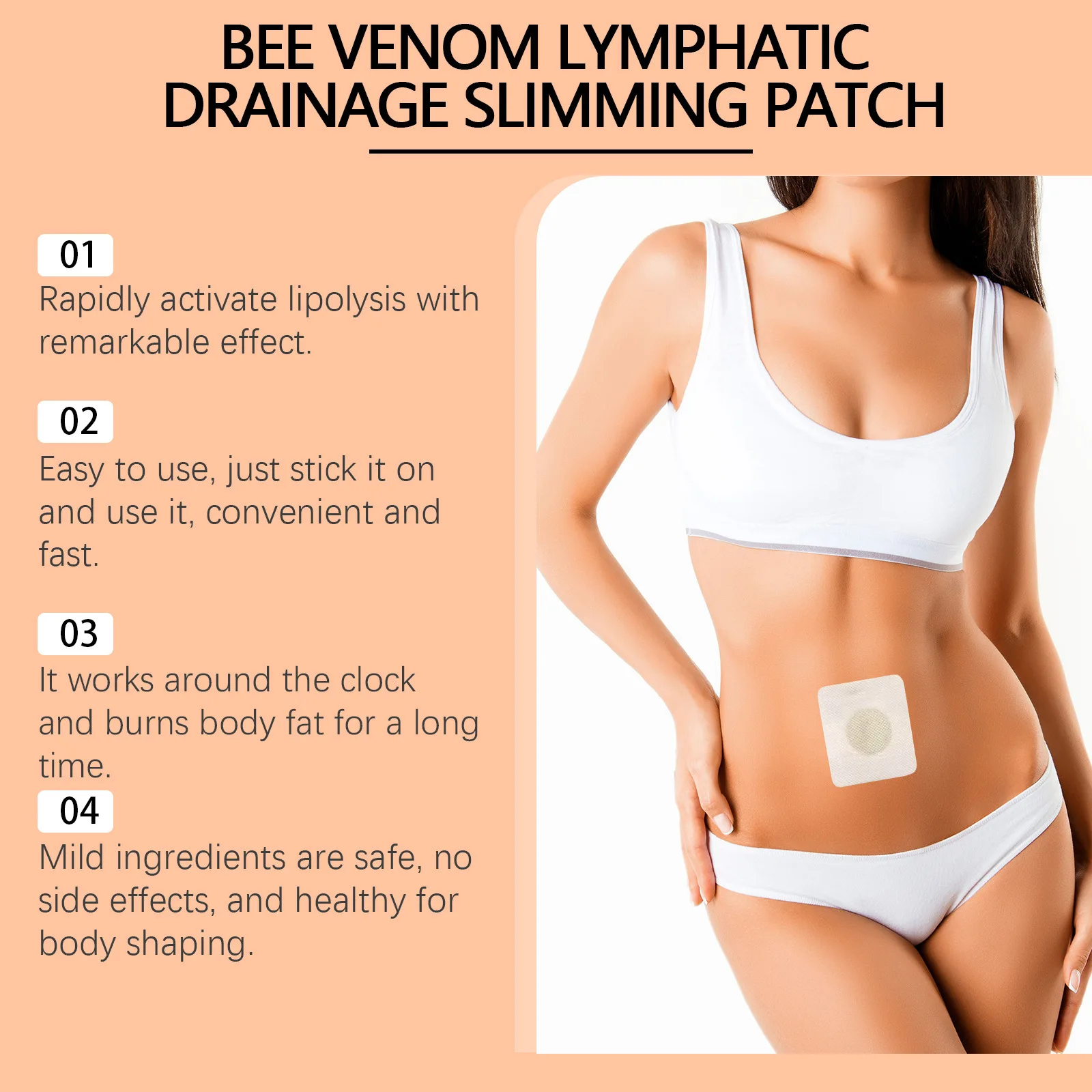 Bee Venom Lymphatic Patches Weight Loss Belly Slimming Leg Edema Relief Waist Firm Shaping Burning Fat Detox Abdominal Sticker