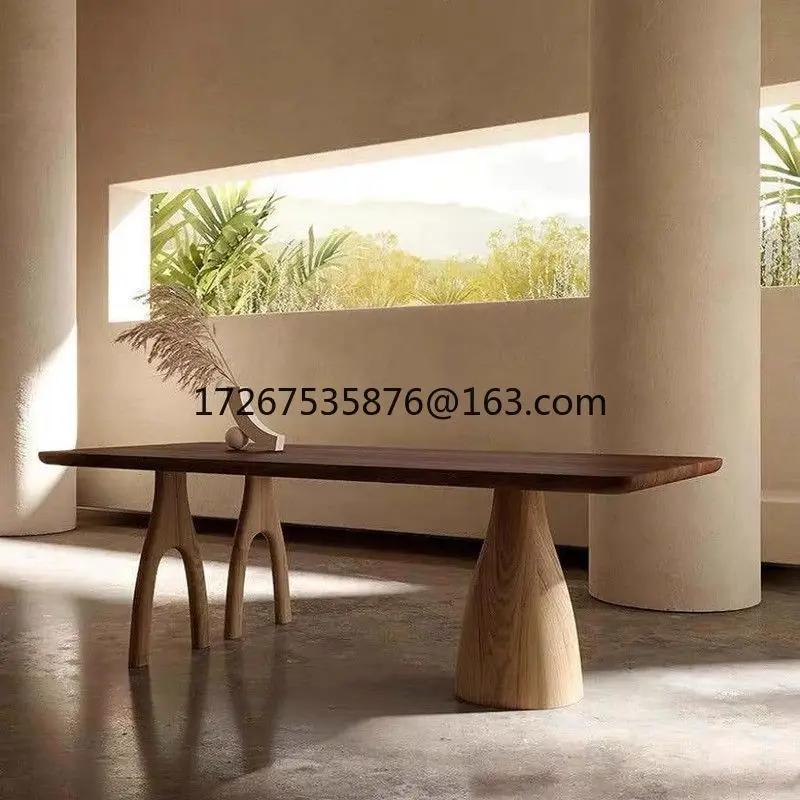 

Solid wood desk, home computer table, rectangular log workbench