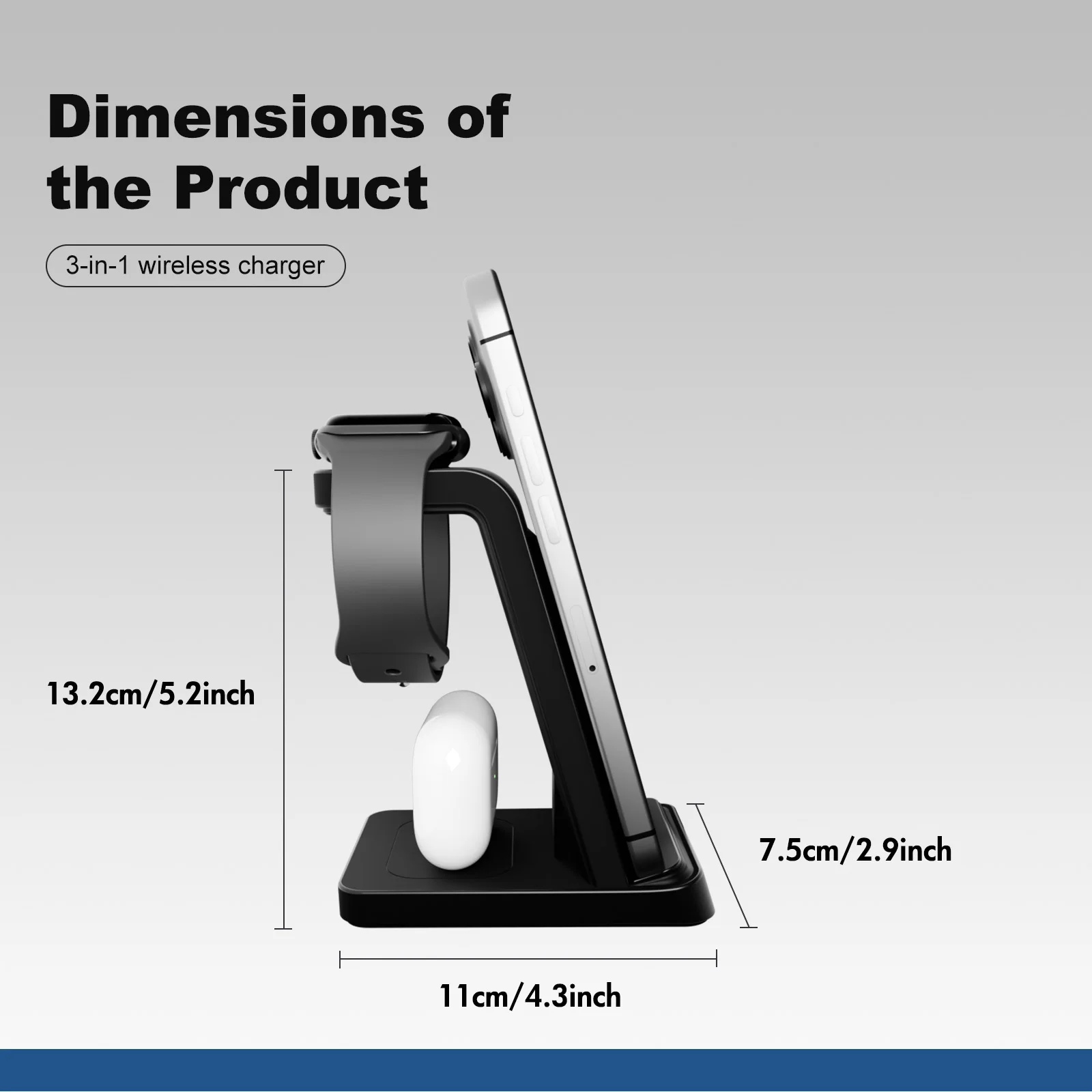 شواحن لاسلكية 15 وات مغناطيسية 3 في 1 قاعدة شحن سريعة قابلة للطي للسفر لساعة أبل آيفون 16 15 14/13/12/11/X AirPods