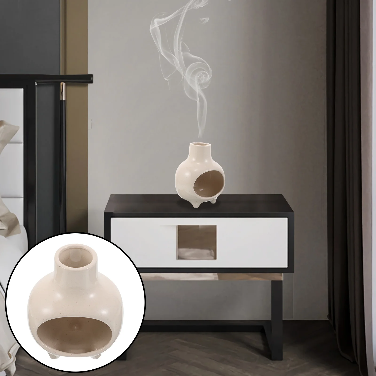 

Ceramic Palo Santo Incense Burner Tray Mini Tabletop Sage Holder for Aromatherapy Meditation and Home Decor Sage Cone Burner
