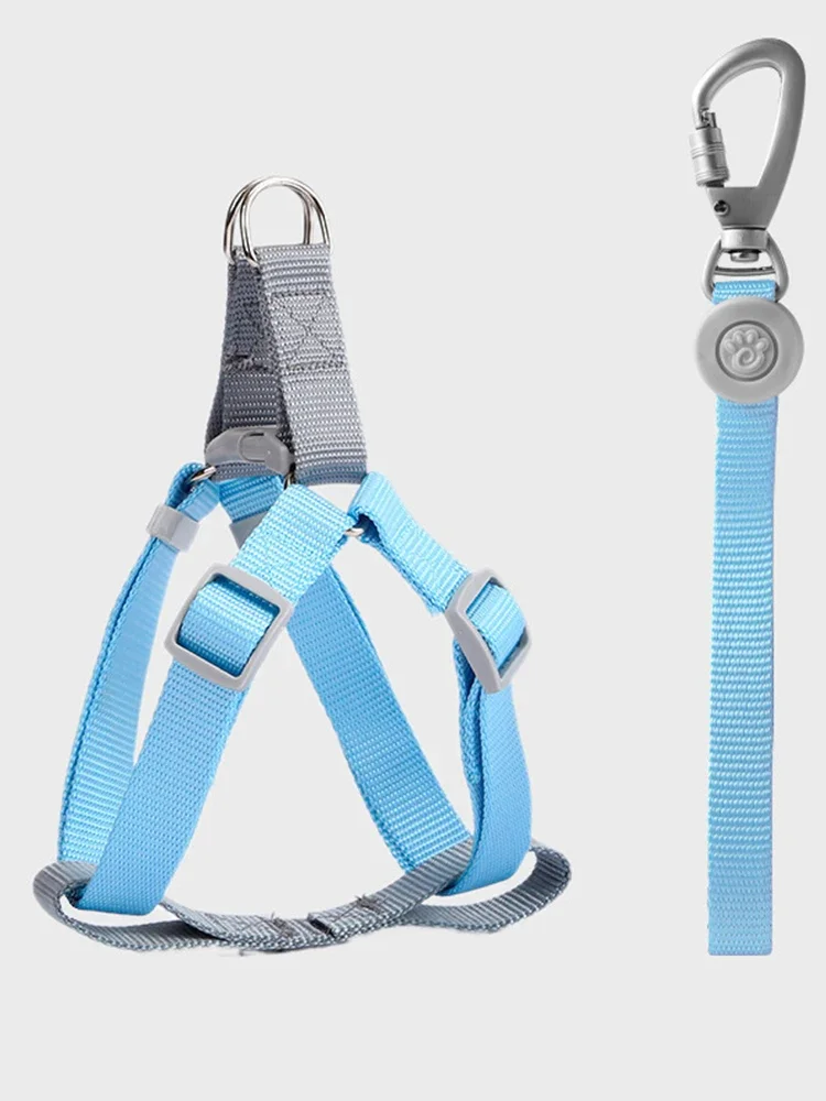 Adjustable Nylon Dog Leash Harness To Prevent Break Free Macaron Pet Harness and Leash Set for Small & Medium Dogs Dog Walking