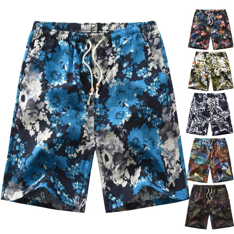 

2022 new large casual pattern shorts, beach pants, middle pants, men's printed pants