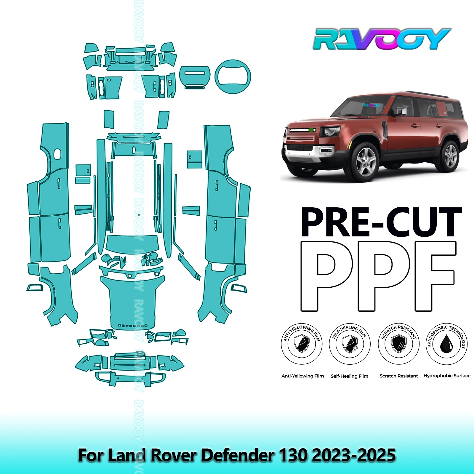 

8.5Mil Full Vehicle Precut PPF Paint Protection Film For Land Rover Defender 130 2023-2025