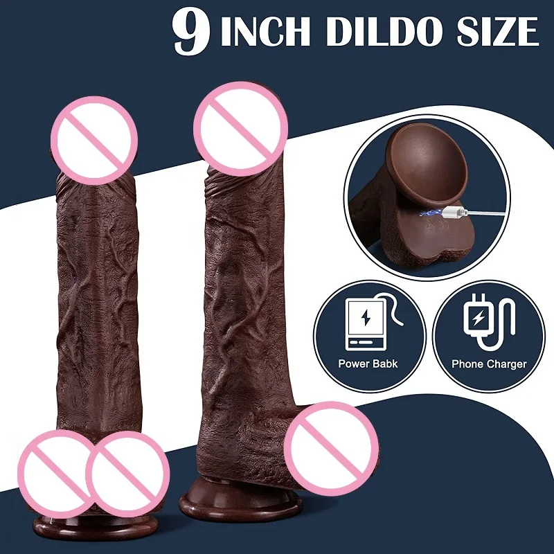 Realistic Vibrating Dildo Silicone Suction Cup Dildo for G Spot Clit Anal Stimulation Adult Sex Toys for Men Brown Dildo