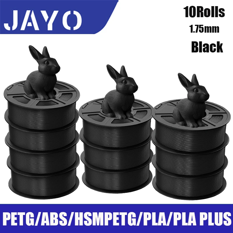 

JAYO 3D printer filaments 10Rolls Black PETG/PLA/HS-PLA/HSPMETG/PLA PLUS/ASA Bubble Free Smooth Suitable 1.75mm for 3D Printing