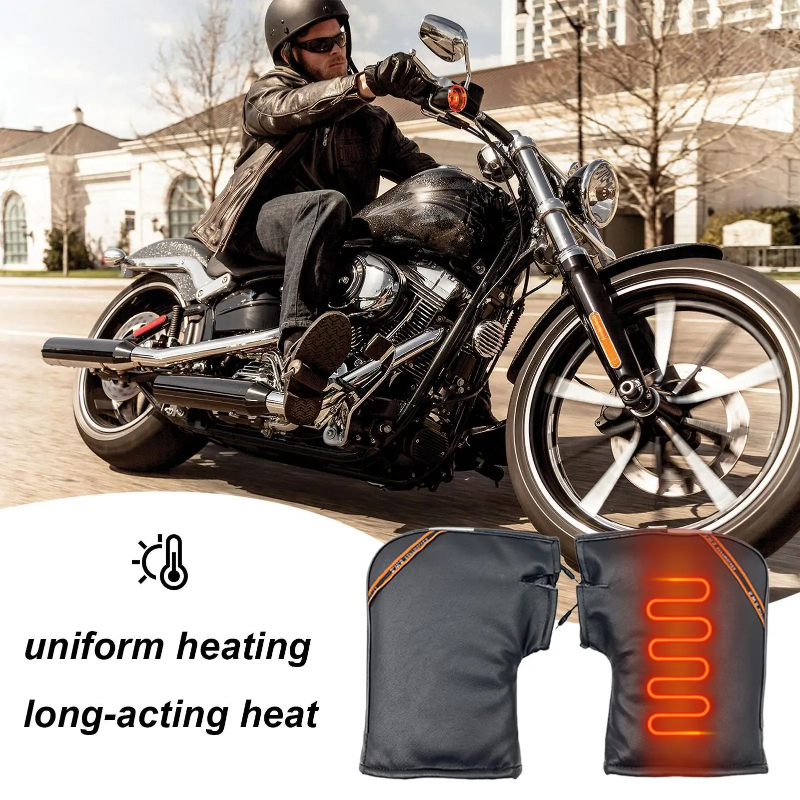 

Варежки на руль с электрическим подогревом, мотоциклетная ручка, теплые муфты с подогревом, зимние теплые автомобильные перчатки с аккумулятором для зимней езды на велосипеде ﻿