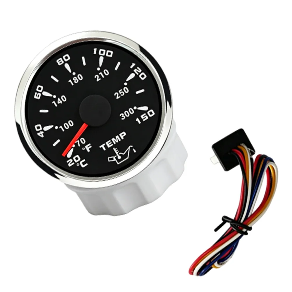 52mm 12 V / 24 V Oil Temperature Gauge with 7-color Backlight 20 °C - 150 °C 70 °F - 300 °F For Car Auto Marine truck SUV