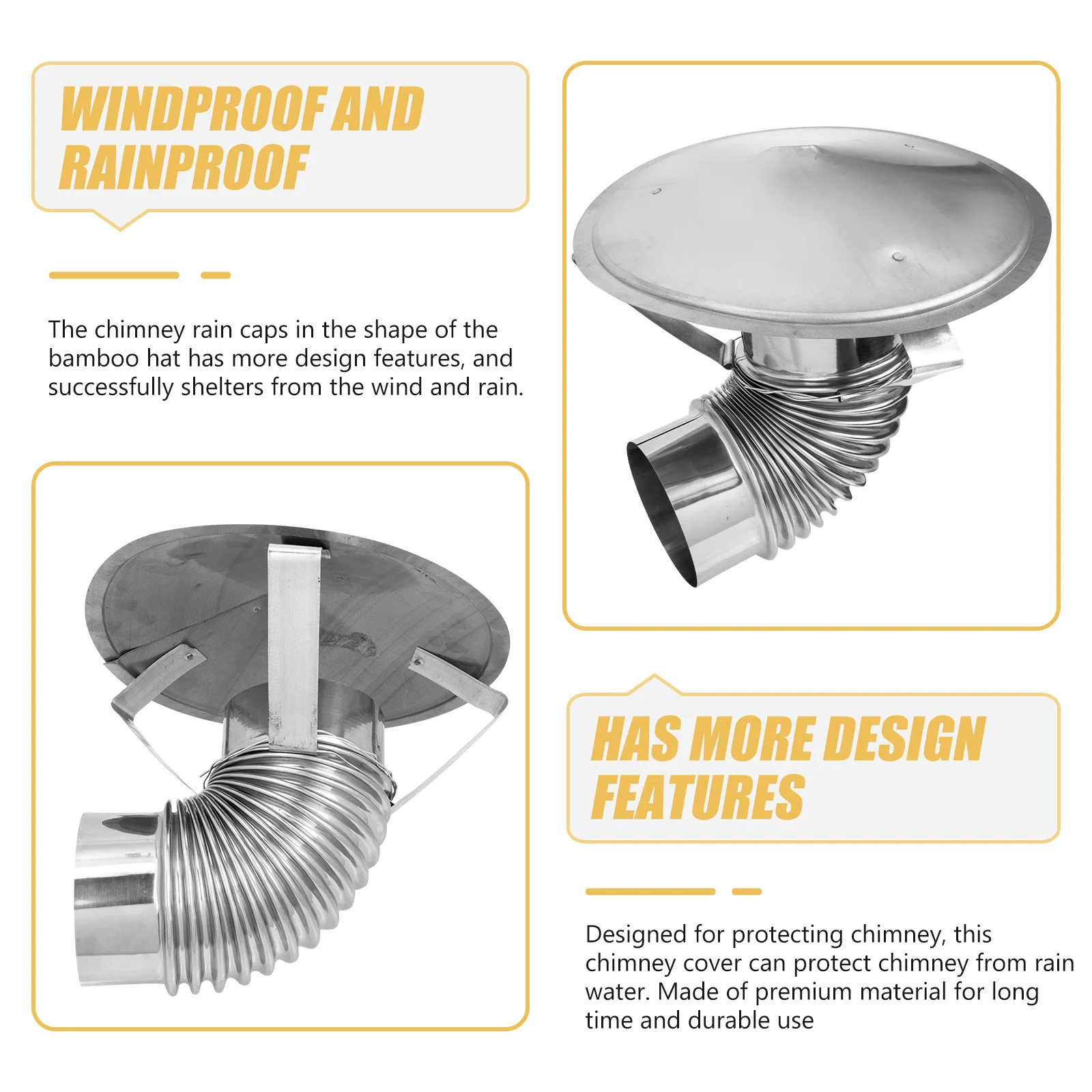 

Chimney Cover Rainproof Protector Bamboo Hat Design Durable Galvanized Iron Fire Place Rain Cap Roof Vent Shield Chimney Rain