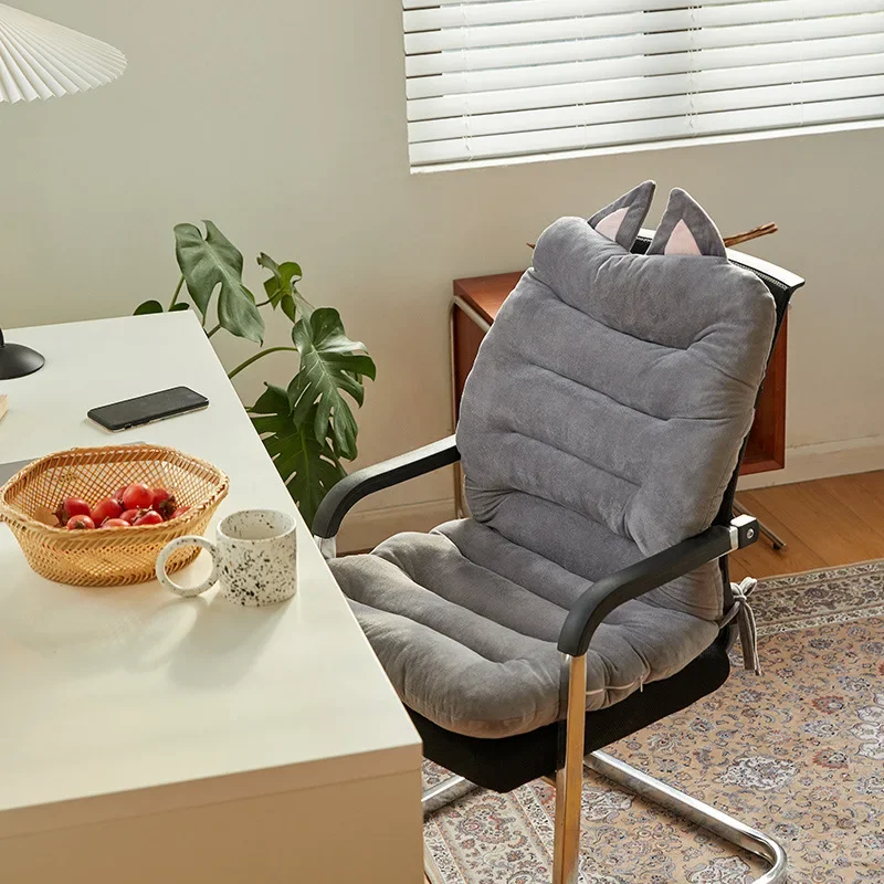 Cute Rabbit Ear Folding Chair Cushion Fixed Strap Winter Student Dormitory Classroom Dining Room Office Chair Cushion