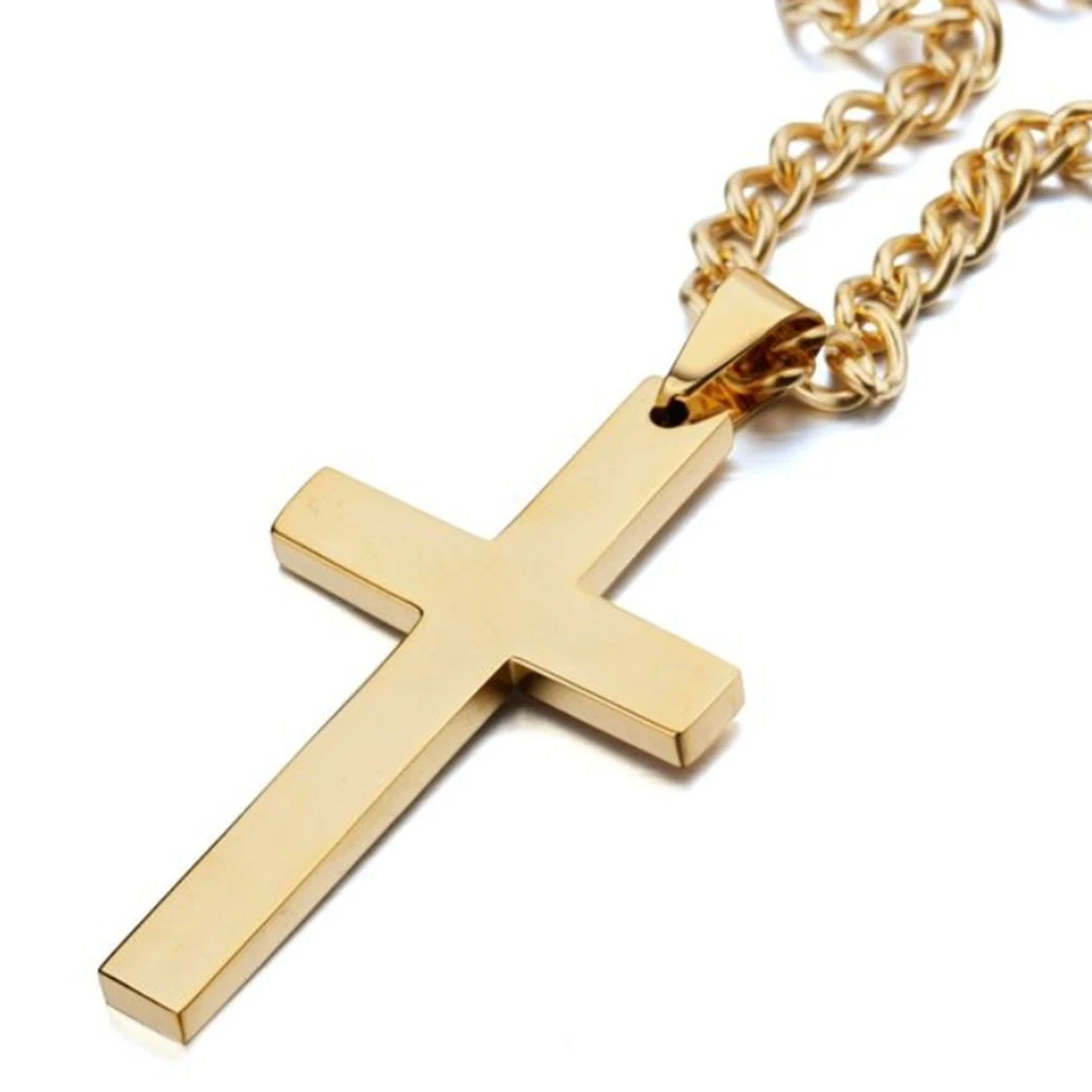 

Stainless Steel Necklace Durable Comfortable Skin Touch Simple Design Cross Pendant Decor Pendant Cross Gift For