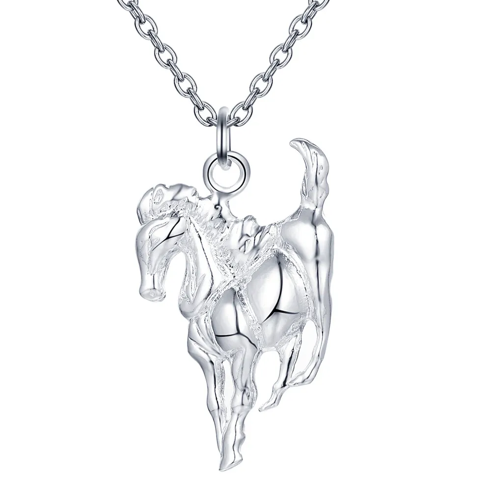 

Wholesale Charms Wedding Horse925 Sterling Silver Cute Lady Women Necklace Jewelry Fashion Pendant Gift