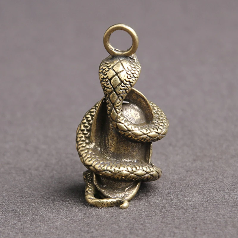 1pc Antique Bronze Cobra Boa Snake Statue Miniature Figurines Copper Zodiac Animal Desk Decorations Ornaments Crafts Pendant