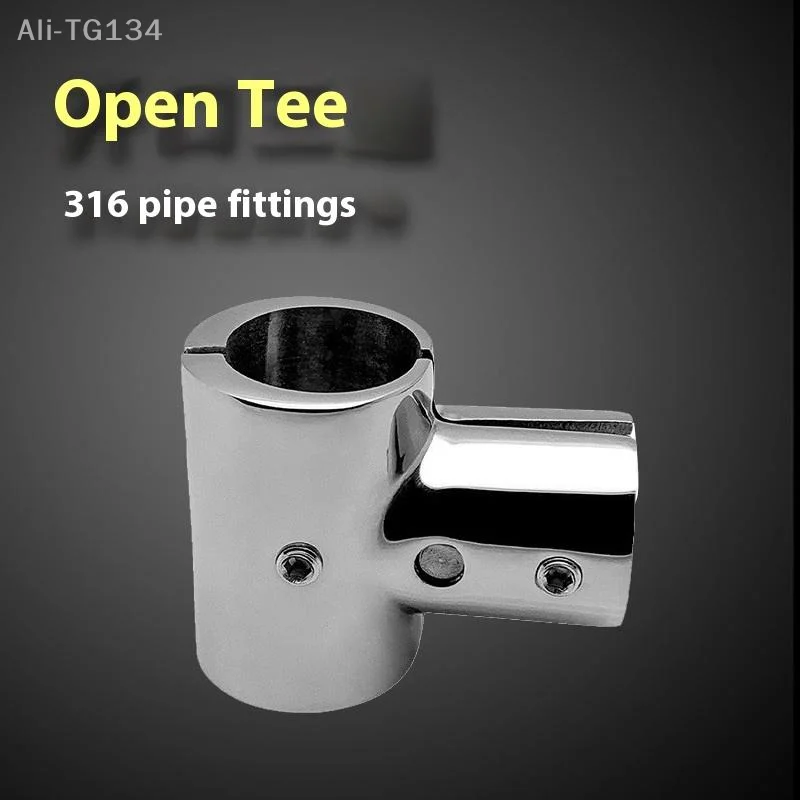 T de aço inoxidável 316 marinho 22mm/25mm de diâmetro interno 90 graus resistente à corrosão encaixe de trilho de mão para barco