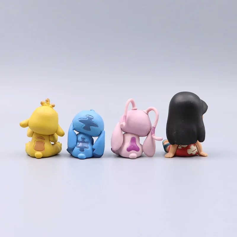 Disney Anime Lilo i Stitch 4 szt. Figurka Stitch Zabawka Model Akcji Lalka Dekoracja na Imprezę Domową Zabawki Chłopcy Dziewczęta Prezent Urodzinowy
