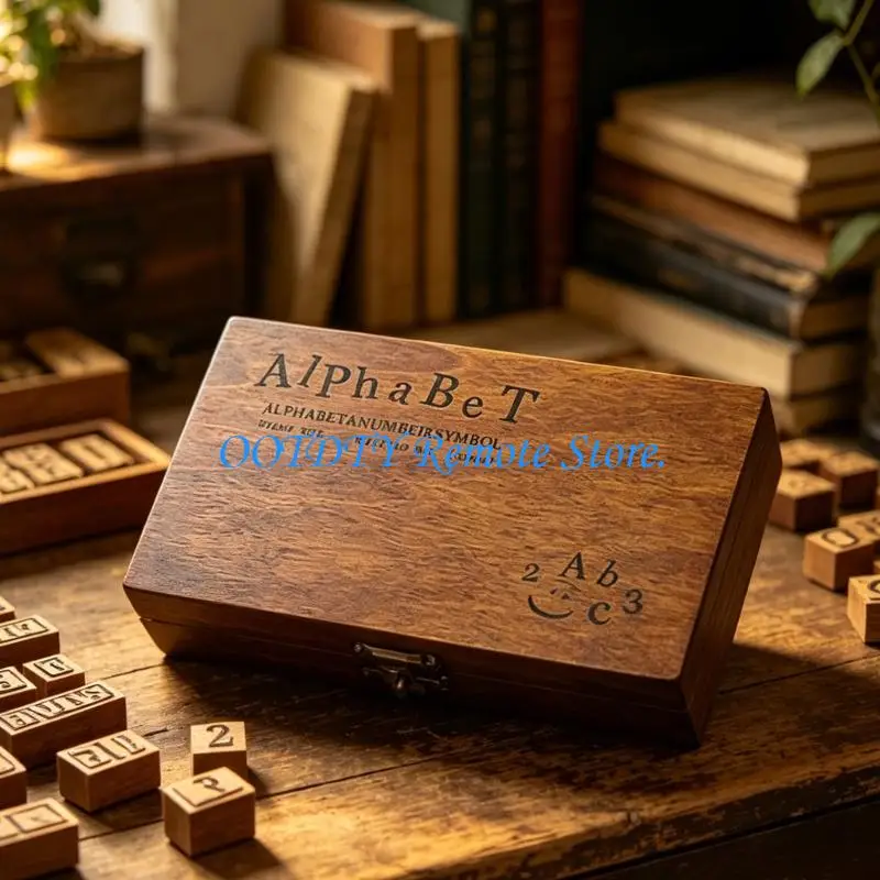  70Pcs Retro Wooden Rubber Stamp Set with Storage Case Letter Number Stamper For Scrapbooking Card Making School Project