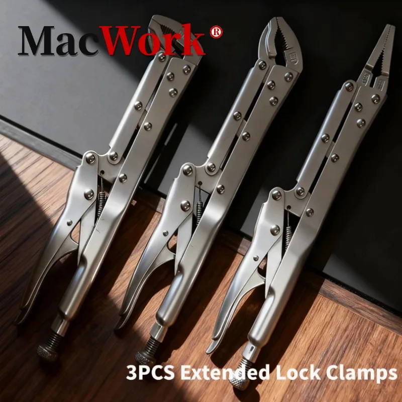 3 PCS 11 inch Locking Pliers Extended Long Reach Locking Vise-Grip Pliers Straight 45 Degree 80 Degree Head Repair Tools For Car