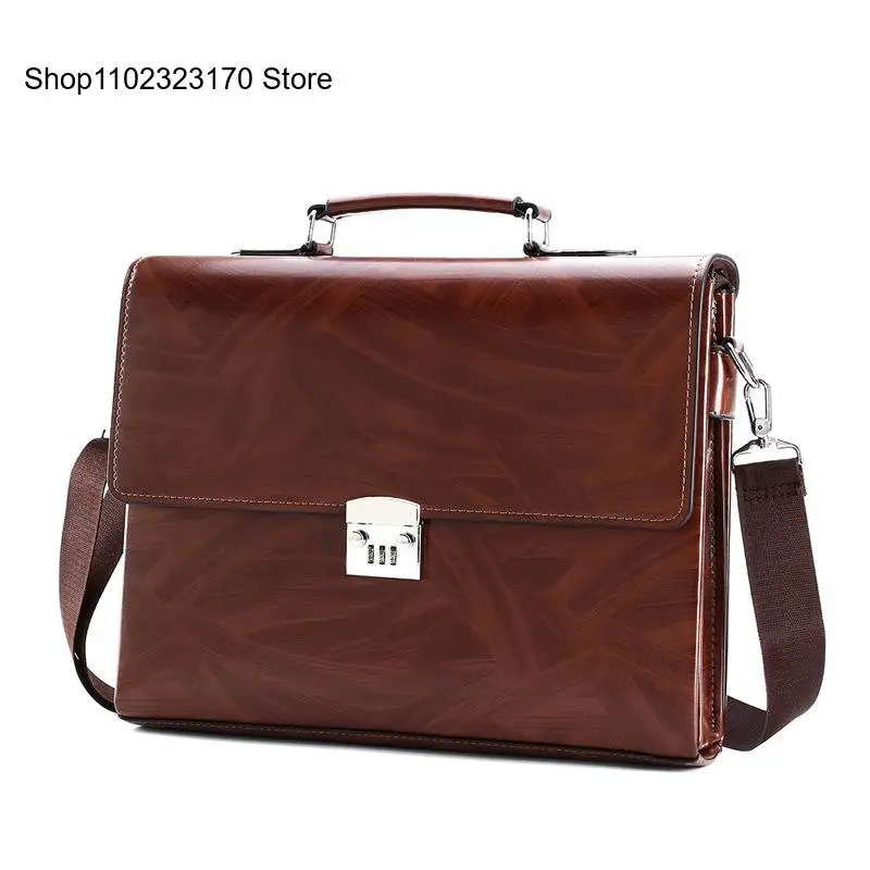 Male Business Shoulder Briefcase Bring Password Lock Computer Leather Quot Laptop Messenger Office Bags Handbag for Men Fashion