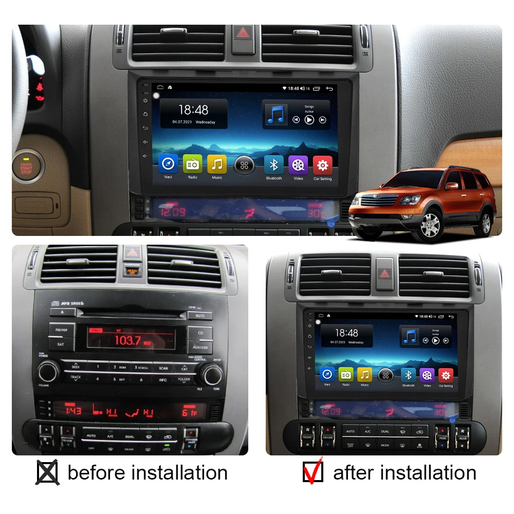 Car Radio Android 12 Auto All in one Stereo 2 Din For Kia Borrego Mohave 2008-2012 Multimedia Player Carplay GPS Navigation Wifi