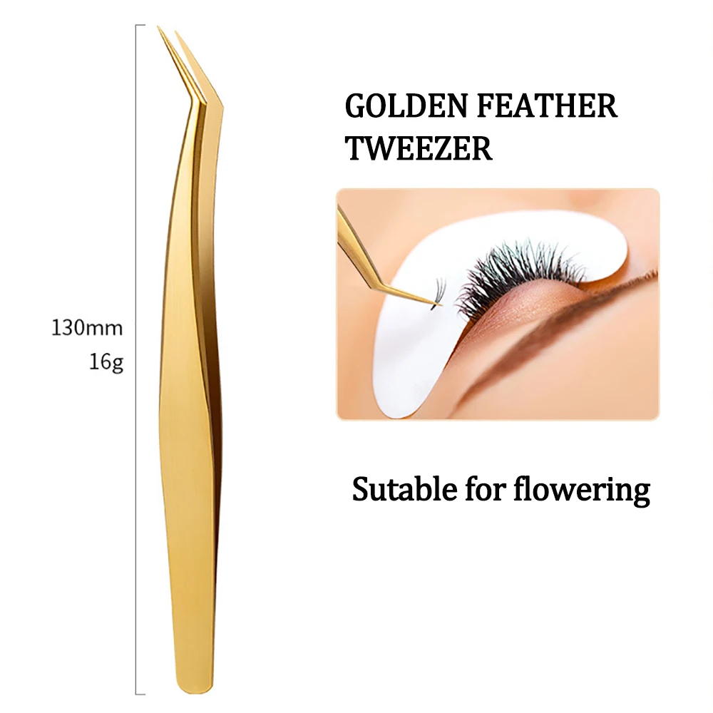 Wholesale Gold Eyelash Extension Tweezers Custom Available Stainless Lash Tweezers OEM Acceptable Eyelash Applicator Tweezers