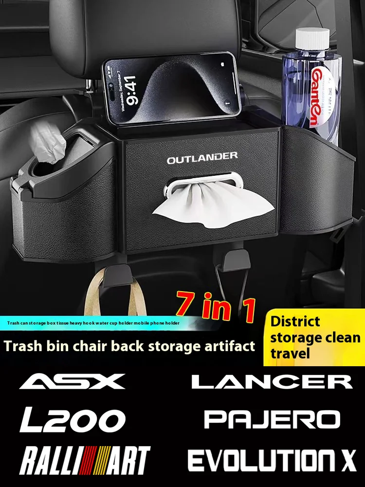 For Mitsubishi ASX OUTLANDER Pajero Evolution X Colt L200 Galant LANCER EX RALLIART Car Seat Back Multi-Functional Storage Box