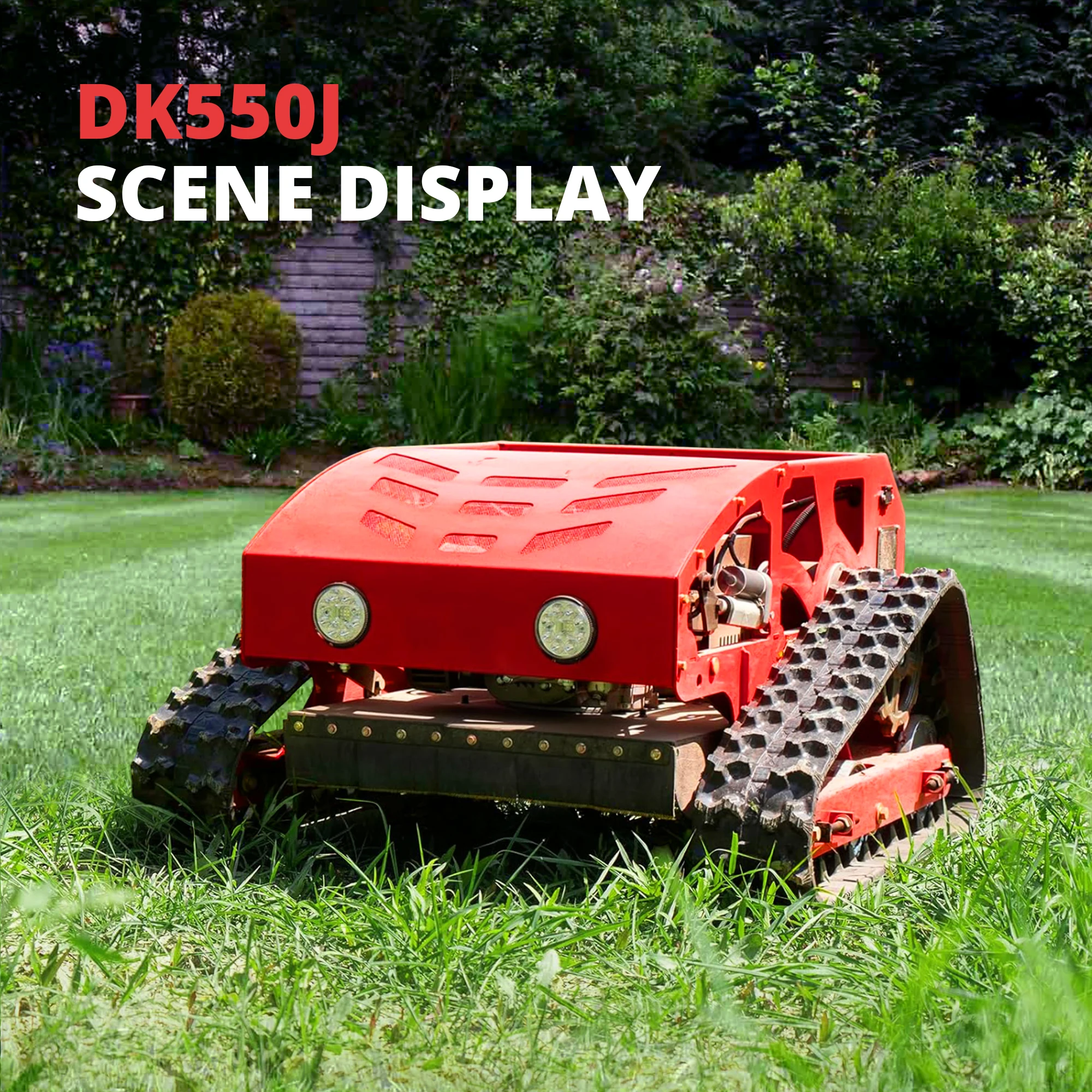 

Remote Control Lawn Mower with Gas Engine, 4WD, 45° Slope Climb, 550mm Cutting Width – Ideal for Large Gardens & Farms