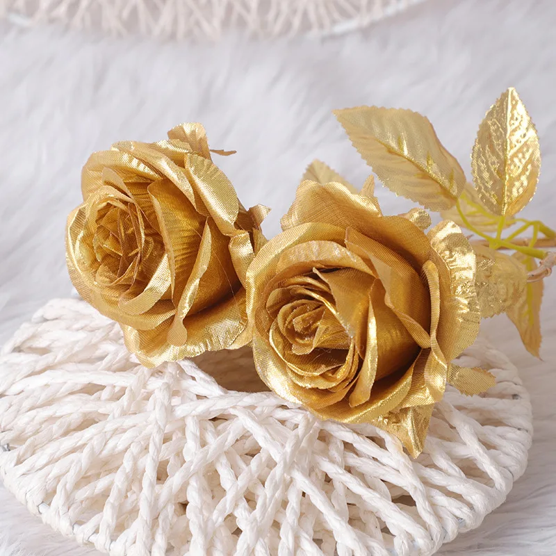 Künstliche Goldrose als Szenendekoration für Party, Hochzeit, Straßenrand-Blumenarrangement, Heimdekoration, Geburtstagsfeier-Deko – Detail 6
