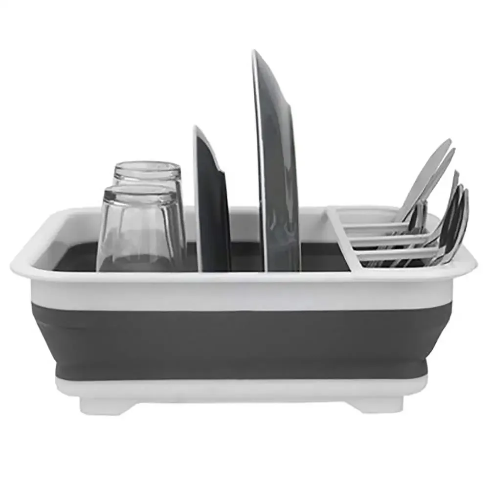 

Foldable PP+TPR Collapsible Kitchen Plate Dish Cup Rack Storage Utensil Holder Drainer Organizer