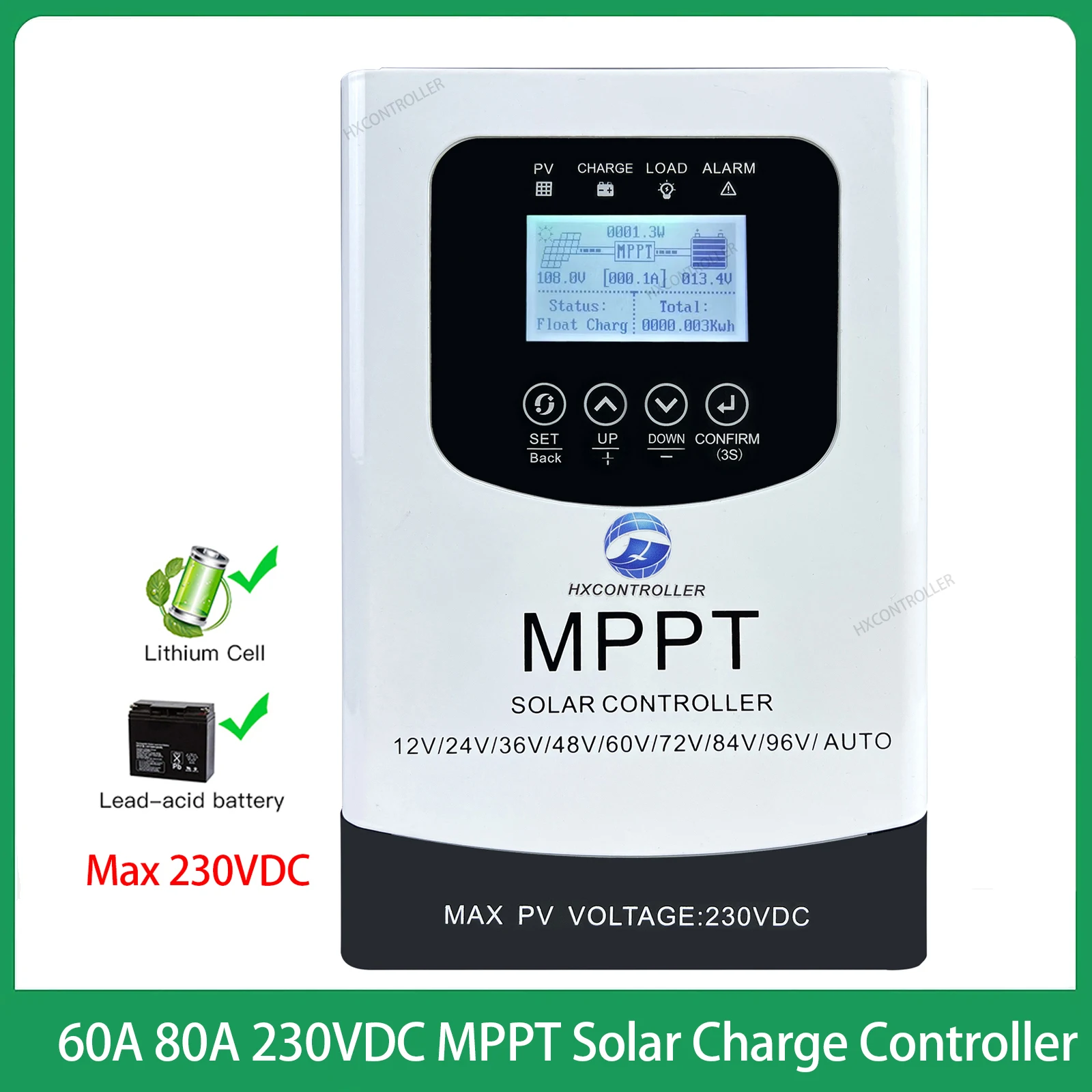 60A 80A MPPT Solar Charge Controller 230VDC PV System Charging Regulator Support WIFI For 12V 24V 48V 60V 72V 96V Lifepo4 GEL