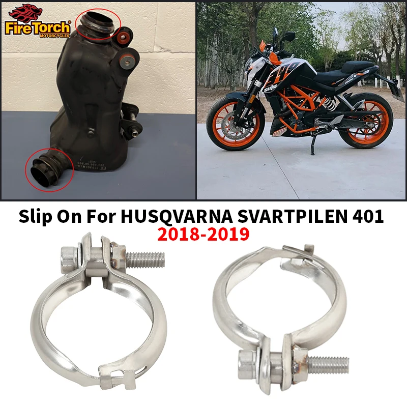 Slip On For HUSQVARNA SVARTPILEN 401 2018 2019 Motorcycle Clamp Single Head Resistant Hose Clip Fix the original exhaust pipe