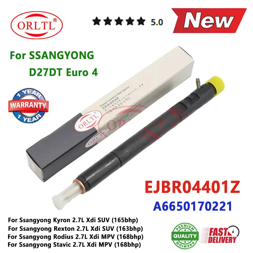New Diesel Injector A6650170221 Nozzle 6650170221 EJBR04401Z For Ssangyong Kyron Rexton Rodius Stavic Euro4