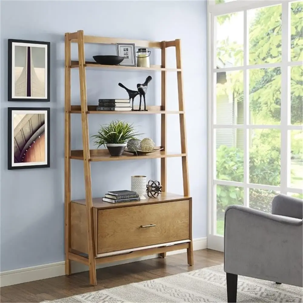 Crosley Furniture Landon Large Bookshelf Etagere Bookcase Storage Shelve Drawer Acorn bookshelf book shelf book shelf furniture