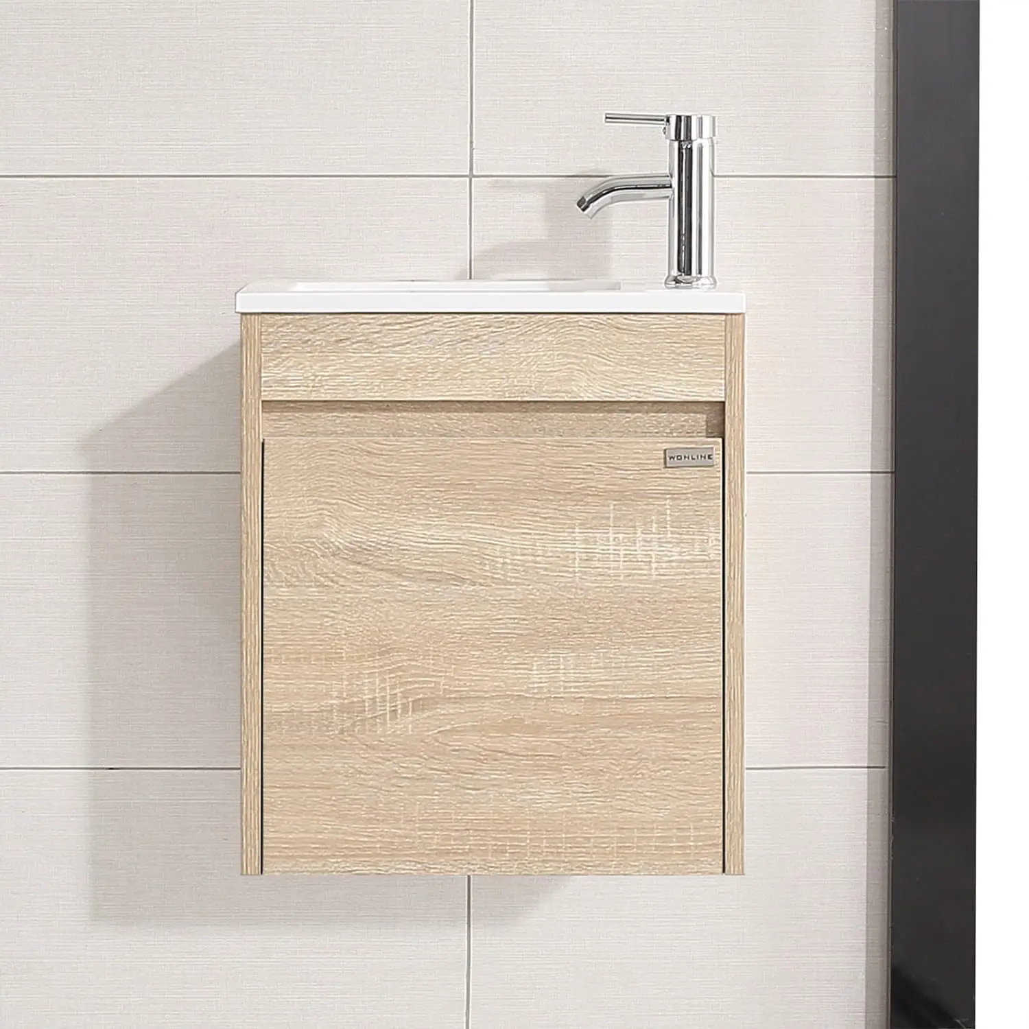 

16 Inch Wall Mounted Floating Bathroom Vanity with Resin Basin Single Door Bathroom Sink Vanity Cabinet Space, Customized