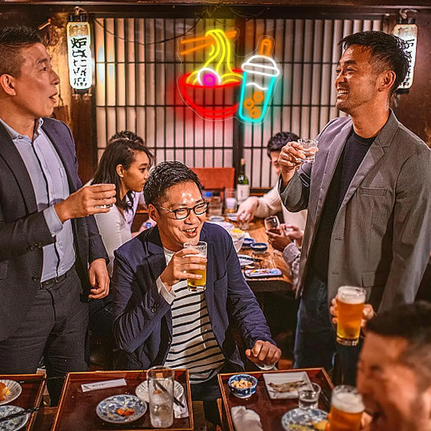 Ramen Neon Sign USB Dimmable Noodles Neon Light for Kitchen Restaurant Bar Juice Shop Japanese  Market LED Wall Art Decor