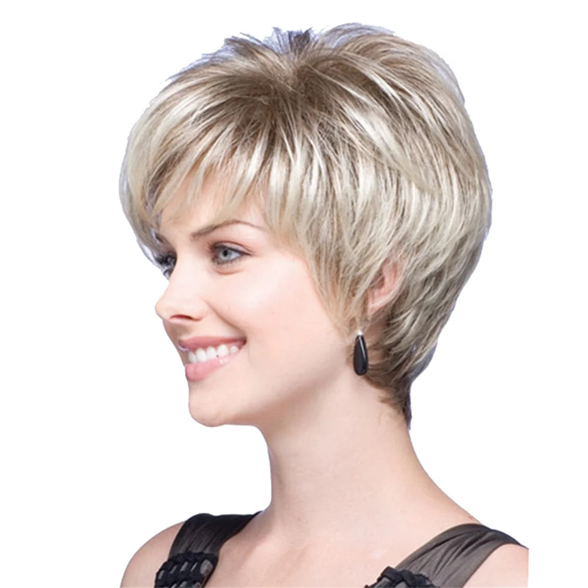 Parrucche per capelli corti ABNP Parrucca di seta ad alta temperatura in fibra chimica oro chiaro alla moda, copertura completa per le donne quotidiane