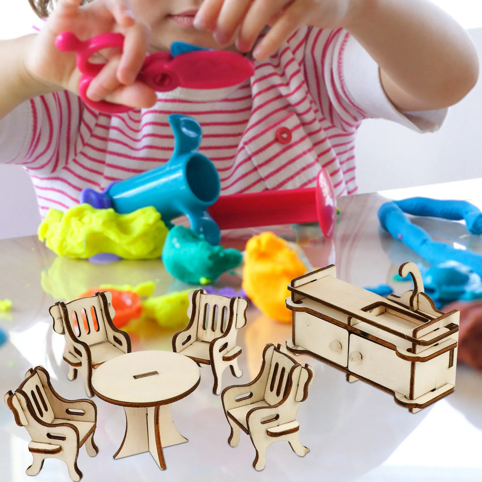 1Set Mini Furniture Home Kitchen Simulation Mini House Wooden Accessories for Child Development Photo Prop Miniature Landscape