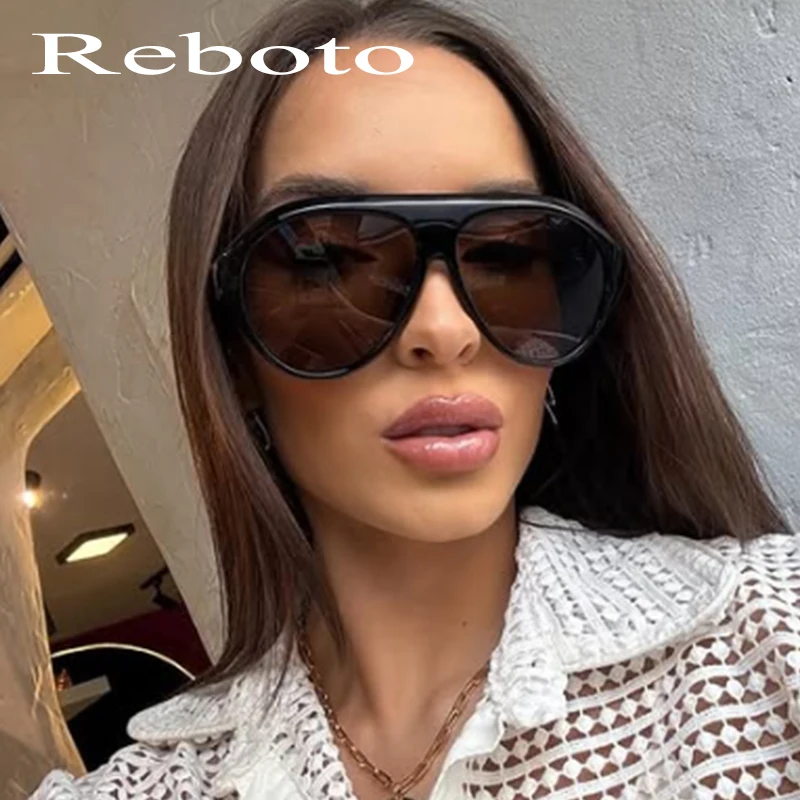 Übergroße Pilot Sonnenbrille Frau Luxus Marke Vintage Ein Stück Sonnenbrille Für Dame Beliebte Großen Rahmen Shades Brillen UV400 – Detail 1