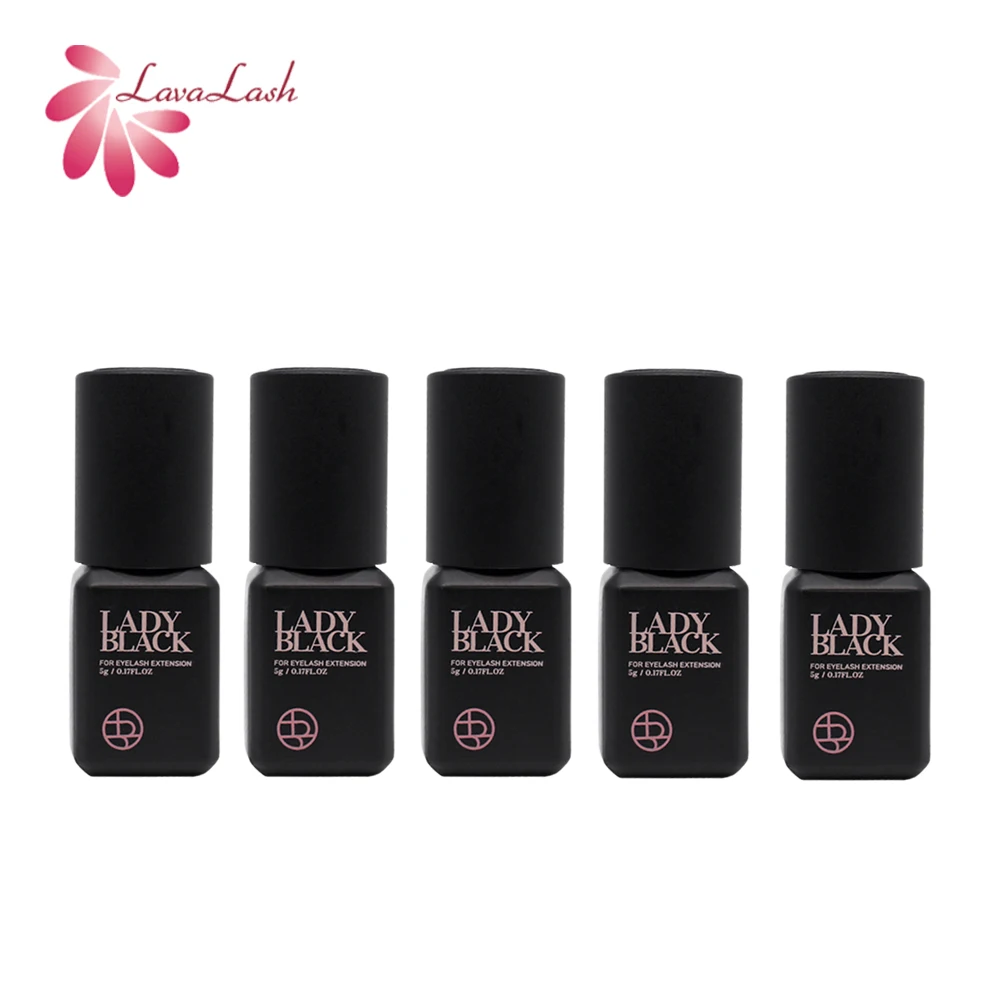 Lady Black Glue Fast Drying for Eyelash Extension 5ml Korea Original Retention 5-6 Weeks Low Irritation No Smell Lash Glue