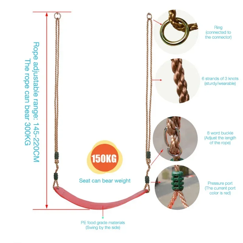 Columpio familiar con diseño de madera maciza para niños, columpio para adultos, tablero de asiento incluido, adecuado para patio al aire libre, ocio interior y hogar